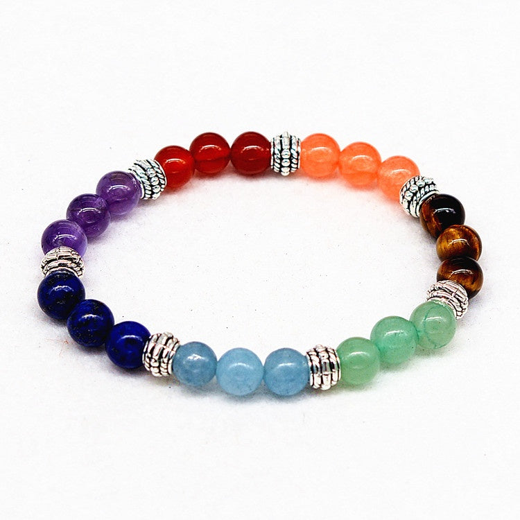 Natural Stone Colorful Chakra Energy Yoga Bracelet-