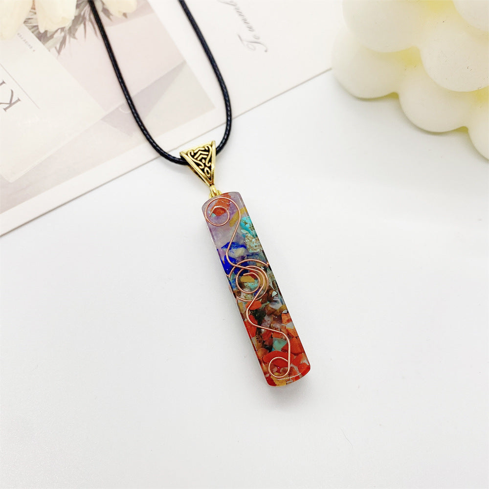 Retro Reiki Healing Energy Crystal Pendant Natural Stone