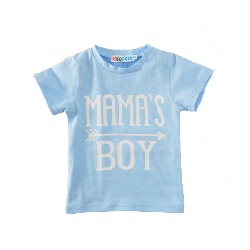 Children's Suit Short-Sleeved T-Shirt Blue Letter Arrow