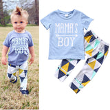 Children's Suit Short-Sleeved T-Shirt Blue Letter Arrow