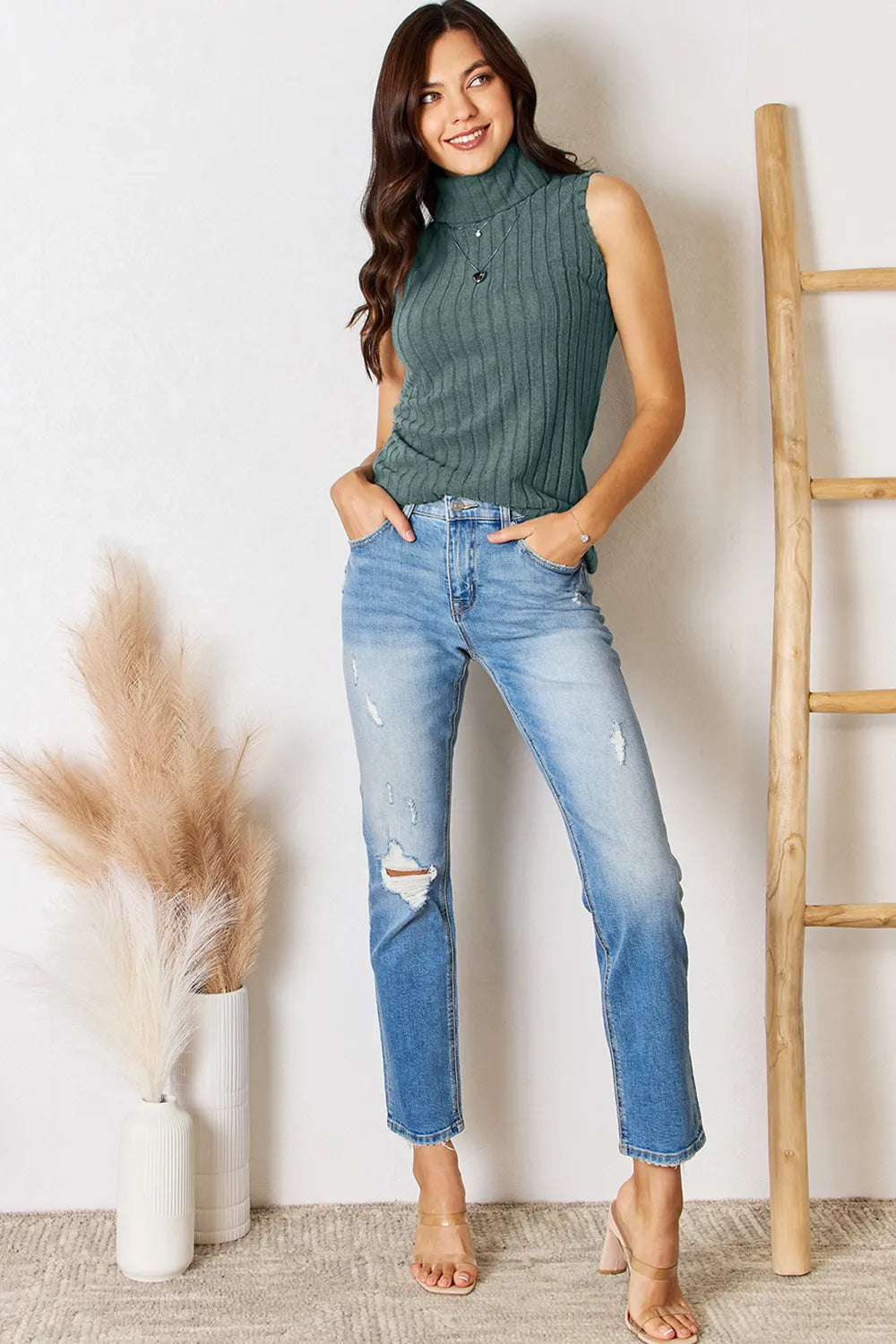 Basic Bae Full Size Ribbed Turtleneck Tank-Get You Some Sun