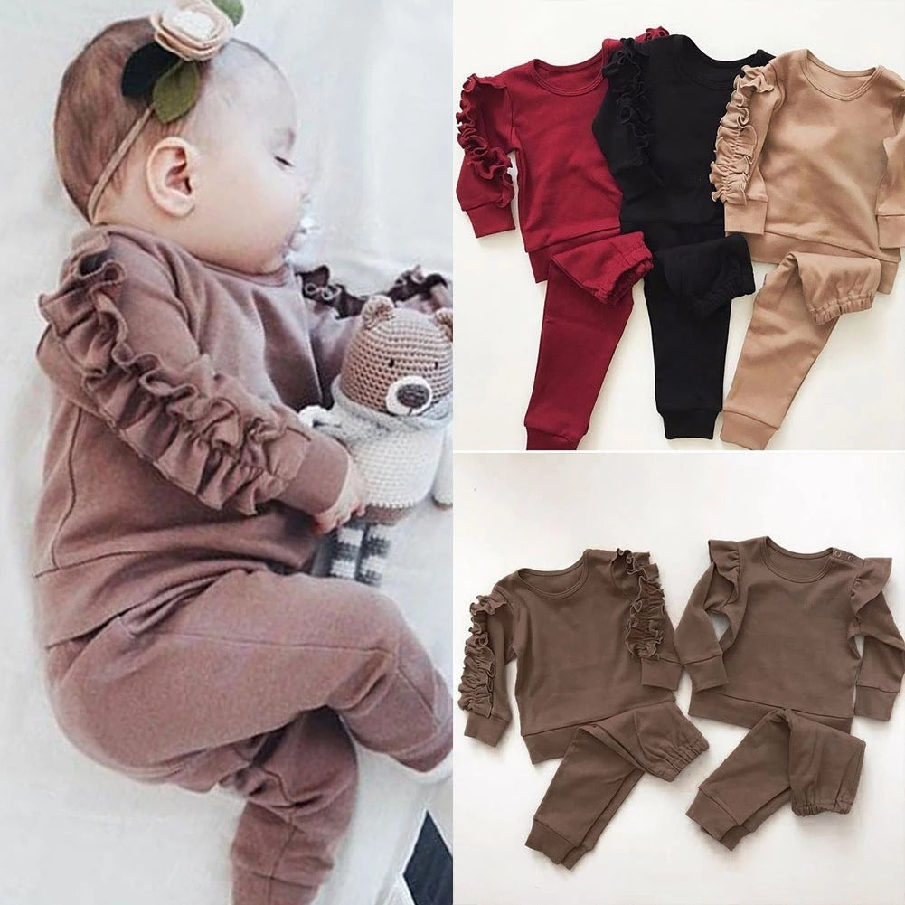 Newborn Unisex Ruffles Jumper Long Sleeve pant Set