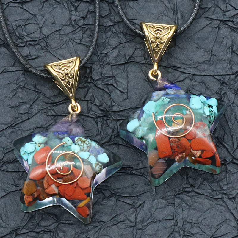 Retro Reiki Healing Energy Crystal Pendant Natural Stone