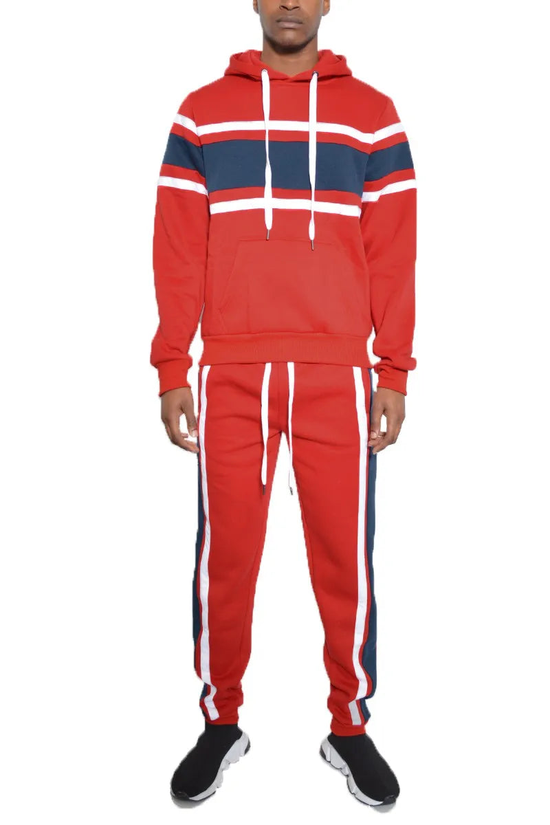 Full Size With Three Stripe Pullover Hoodie and Pants Set