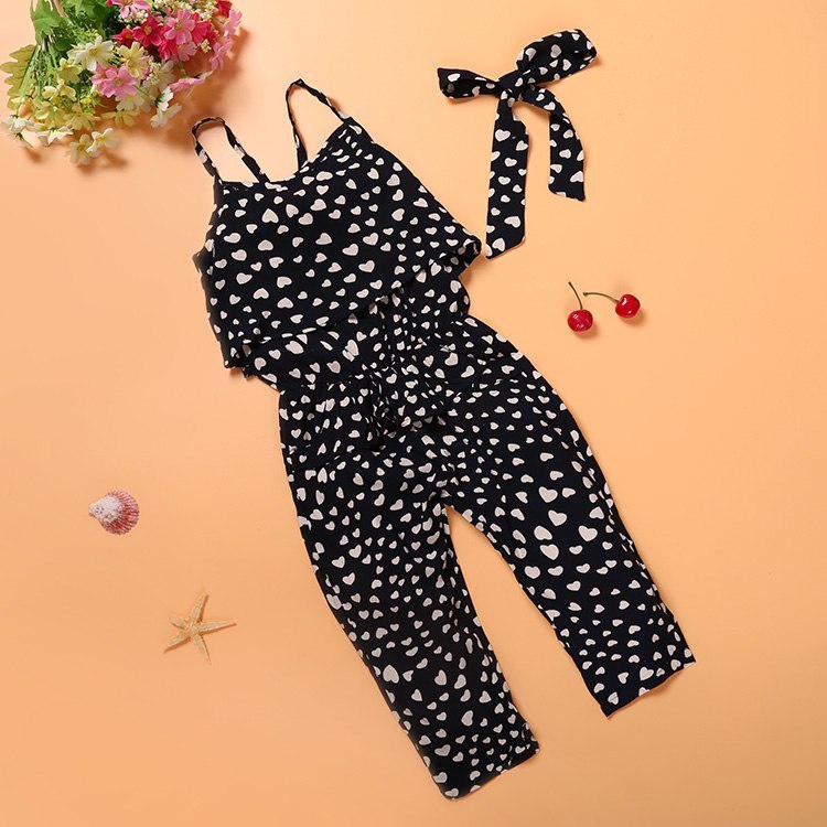 Summer Cotton Sleeveless Polka Dot Strap Jumpsuit