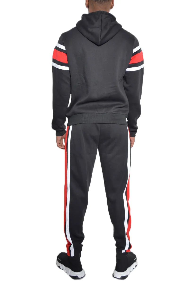 Full Size With Three Stripe Pullover Hoodie and Pants Set