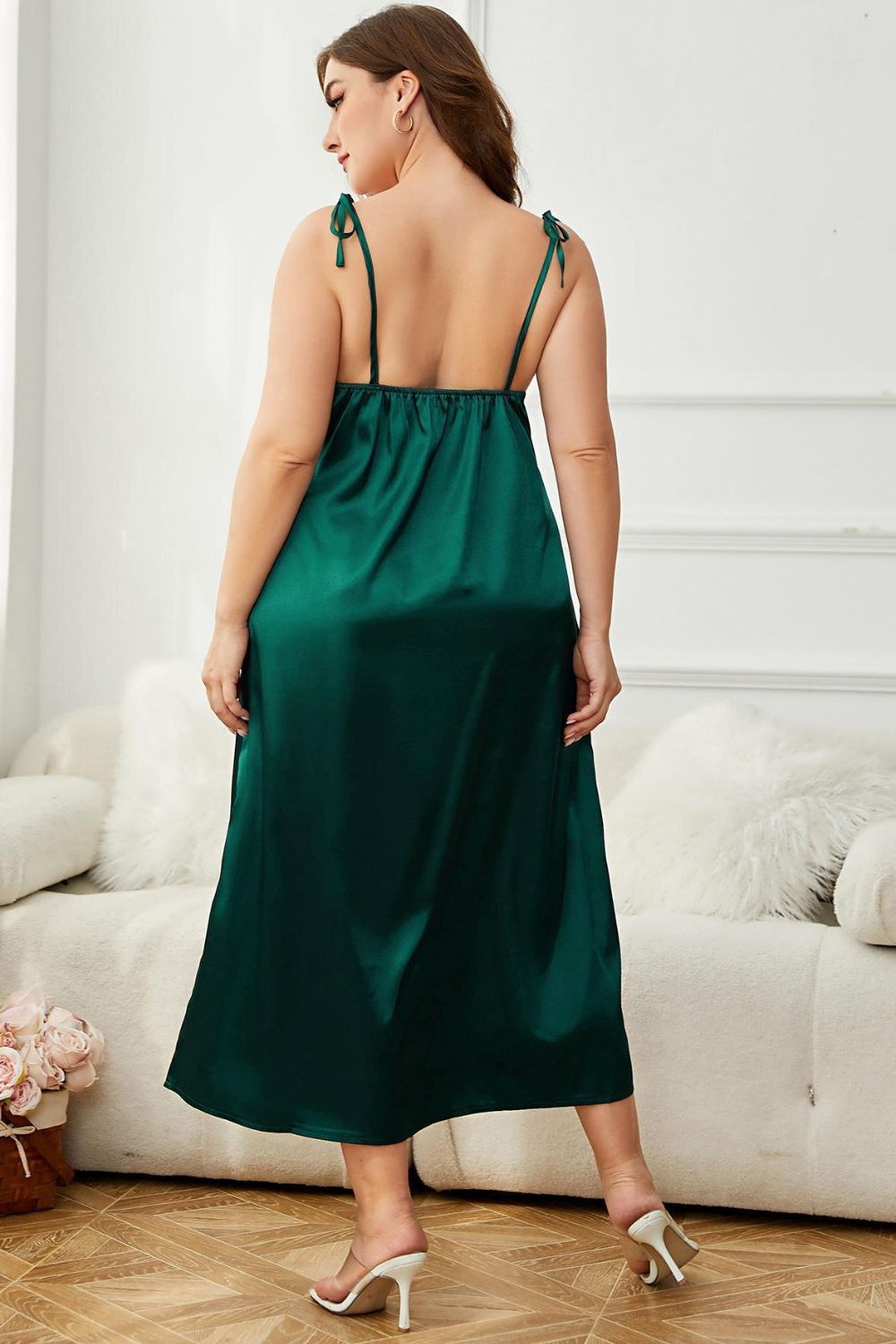 Plus Size Tie-Shoulder Midi Night Dress-Get You Some Sun