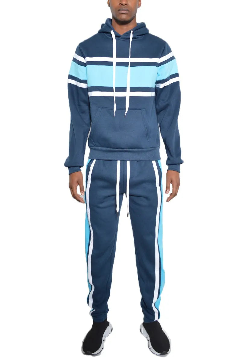 Full Size With Three Stripe Pullover Hoodie and Pants Set