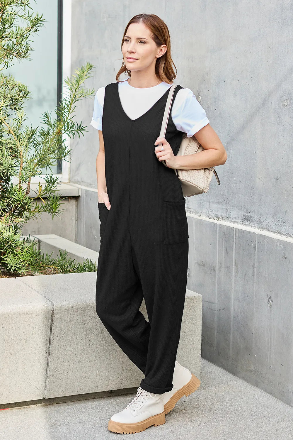 Double Take Full Size Sleeveless Straight Jumpsuit-