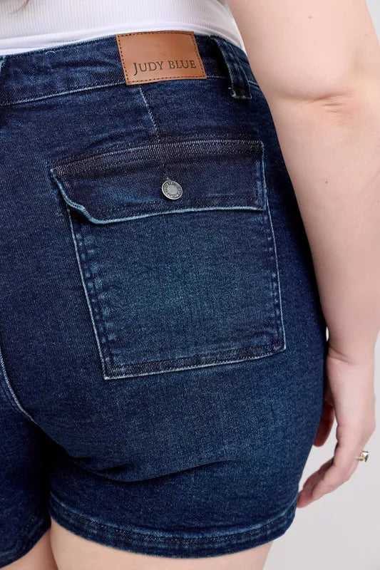 Judy Blue Plus Size High Waist Back Flap Pocket Denim Shorts