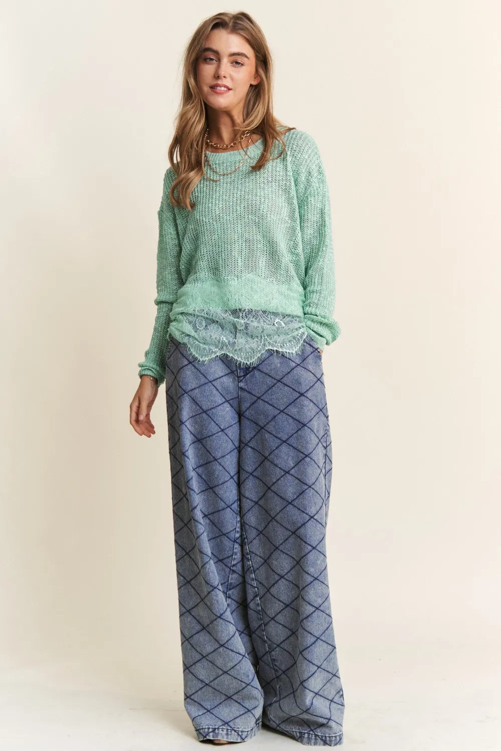 J.NNA Lace Detail Long Sleeve Knit Top-Get You Some Sun