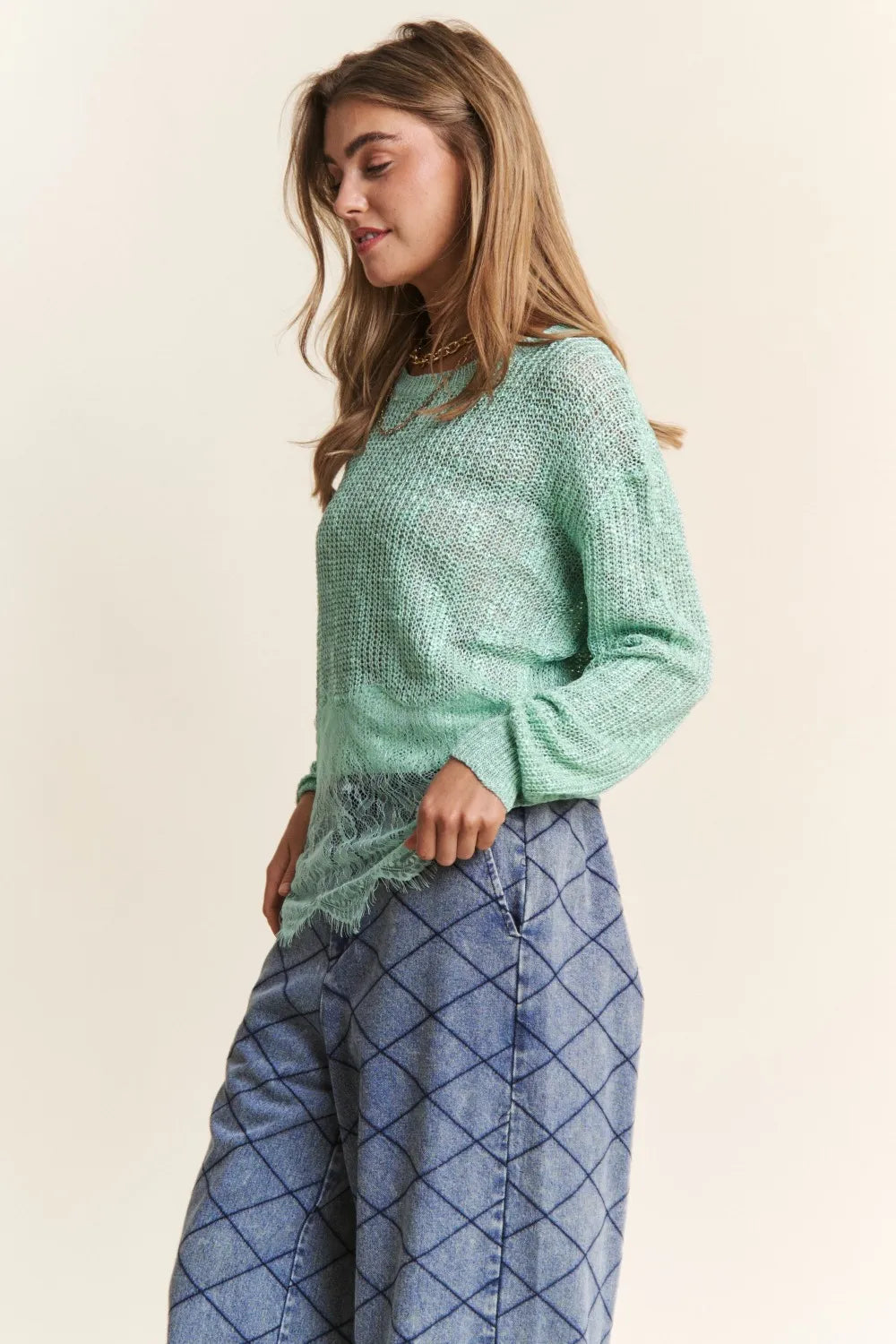 J.NNA Lace Detail Long Sleeve Knit Top-Get You Some Sun