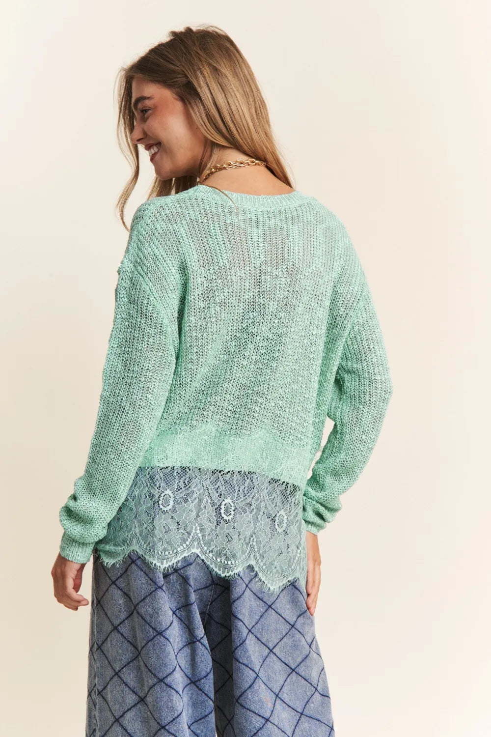 J.NNA Lace Detail Long Sleeve Knit Top-Get You Some Sun