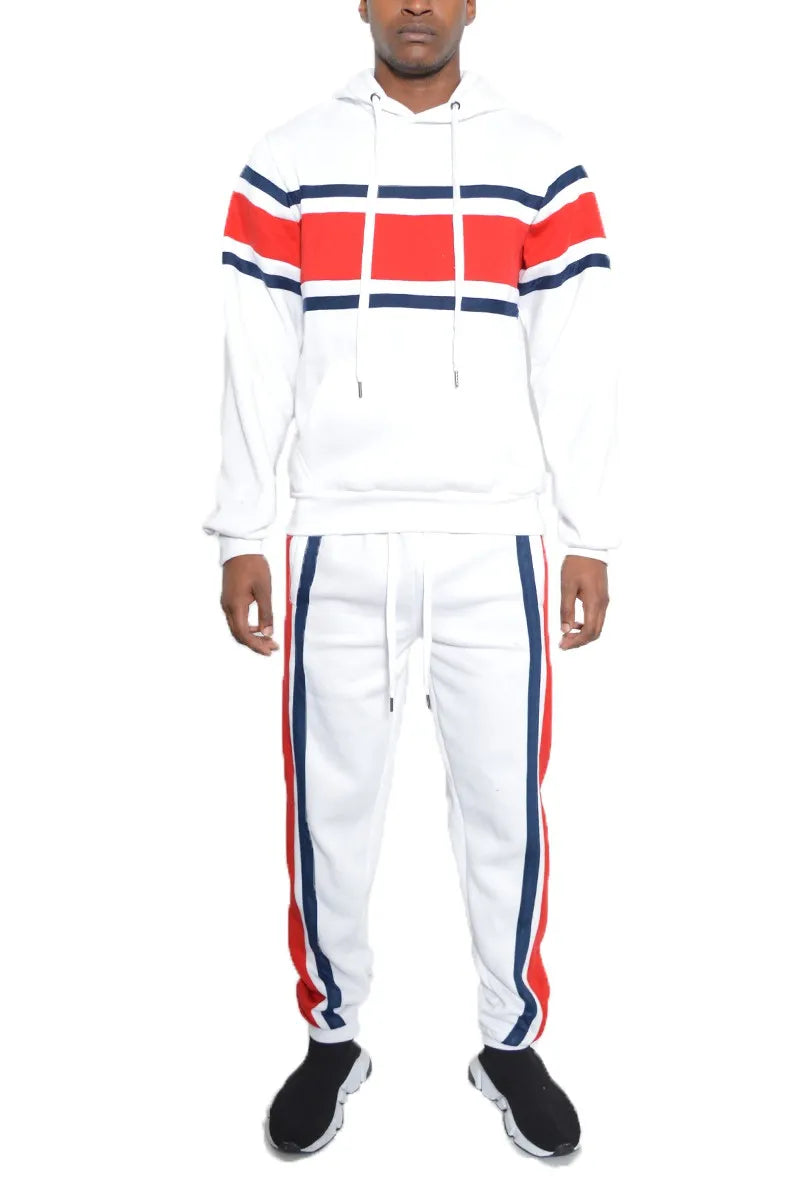 Full Size With Three Stripe Pullover Hoodie and Pants Set