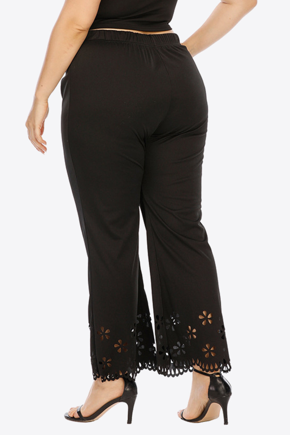 Plus Size Openwork Elastic Waist Pants-Get You Some Sun