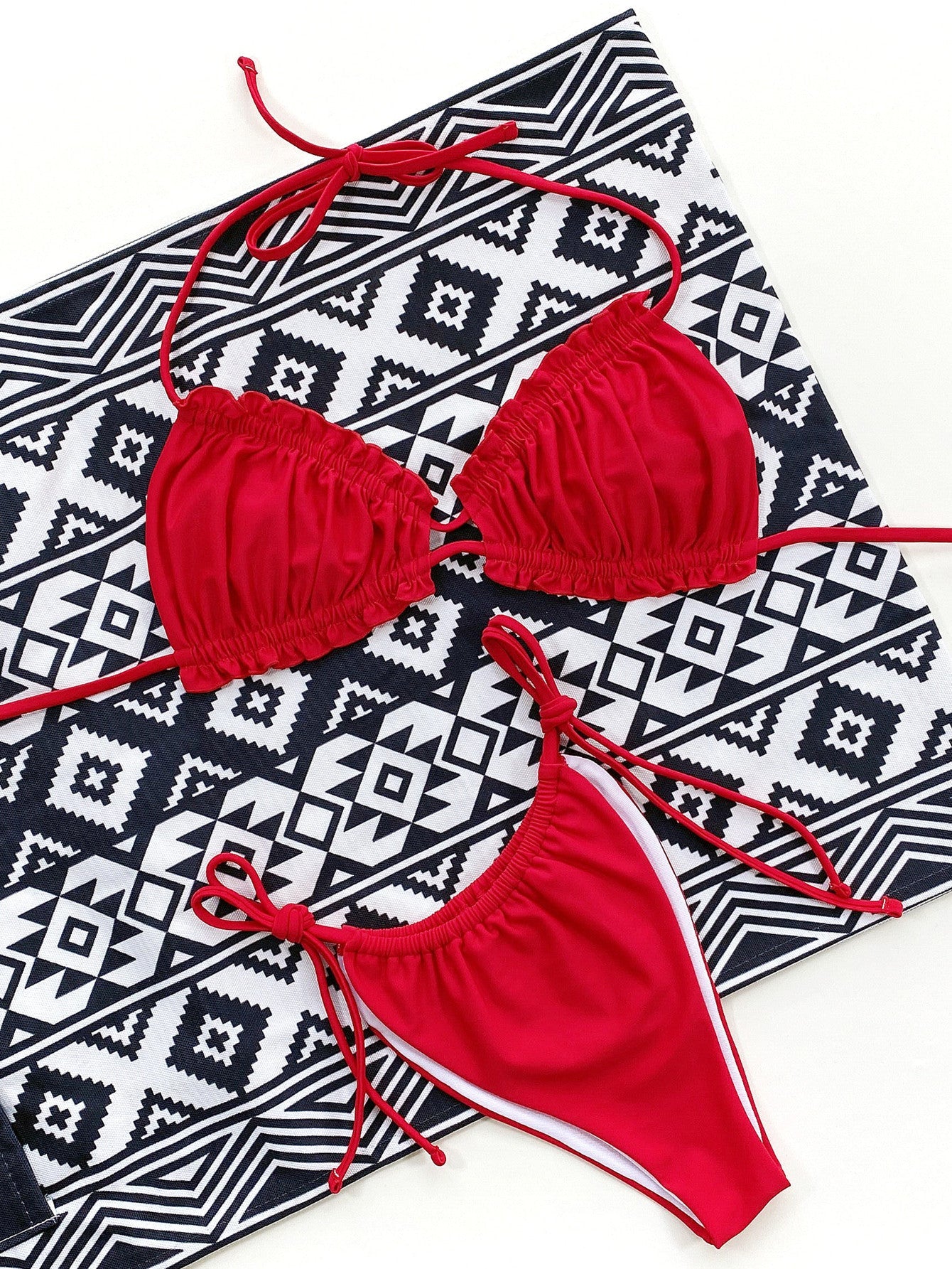 Frill Trill Halter Neck Bikini Set-Get You Some Sun
