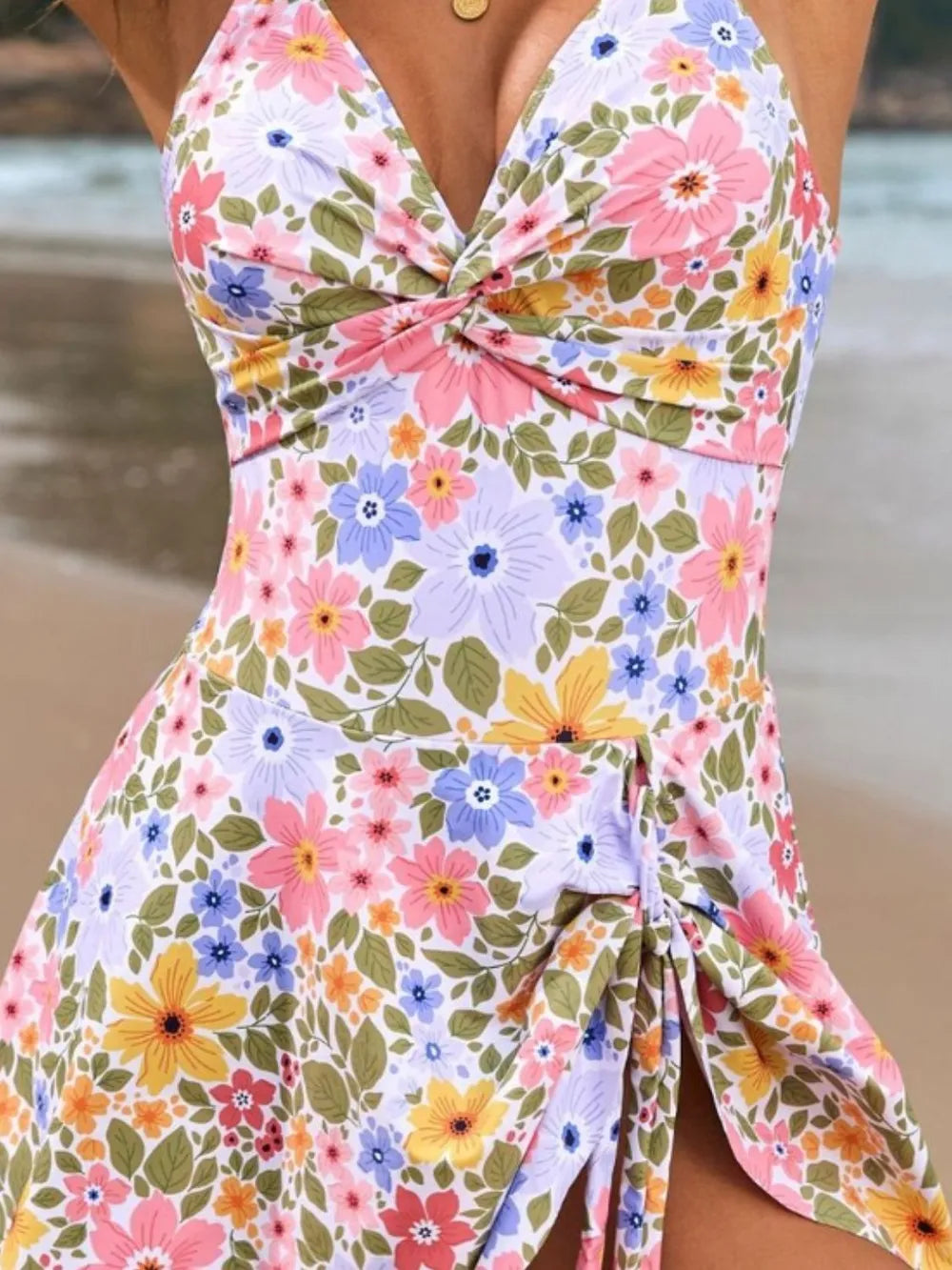 Crisscross Double Spaghetti Strap One-Piece Swimwear