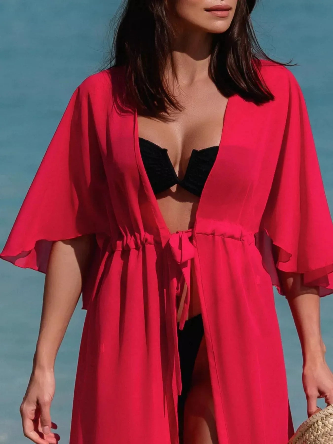 Solid Color Flutter Sleeve Cover-Up-Get You Some Sun