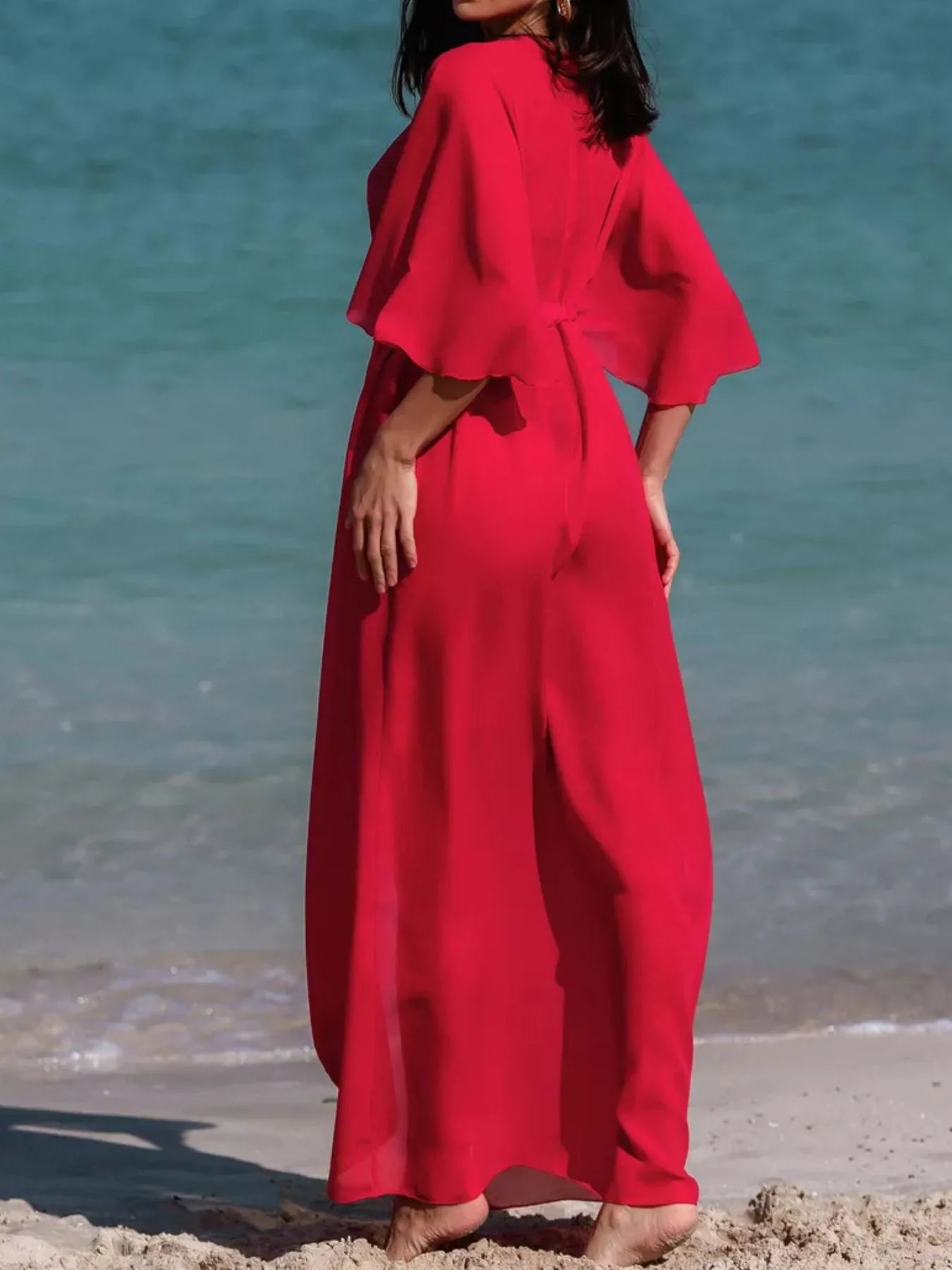 Solid Color Flutter Sleeve Cover-Up-Get You Some Sun