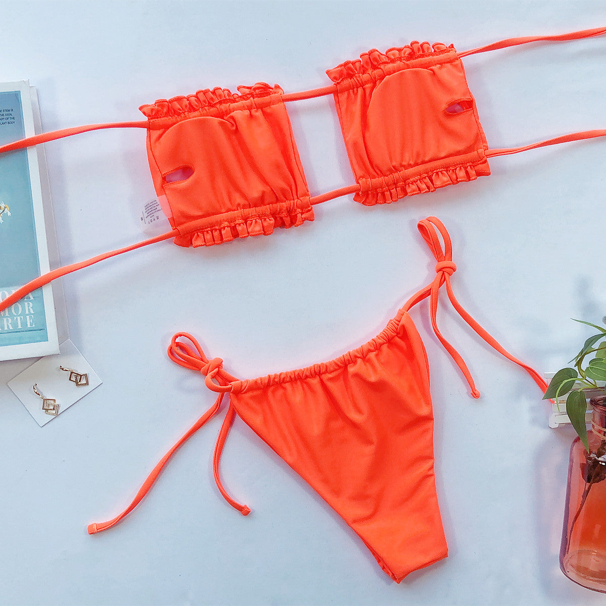 Frill Trim Ruched Bikini Set-Get You Some Sun
