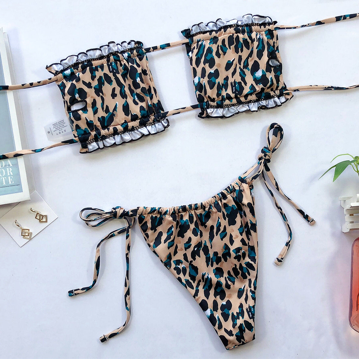 Frill Trim Ruched Bikini Set-Get You Some Sun