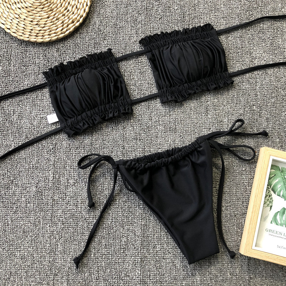 Frill Trim Ruched Bikini Set-Get You Some Sun