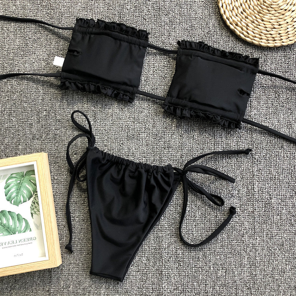 Frill Trim Ruched Bikini Set-Get You Some Sun