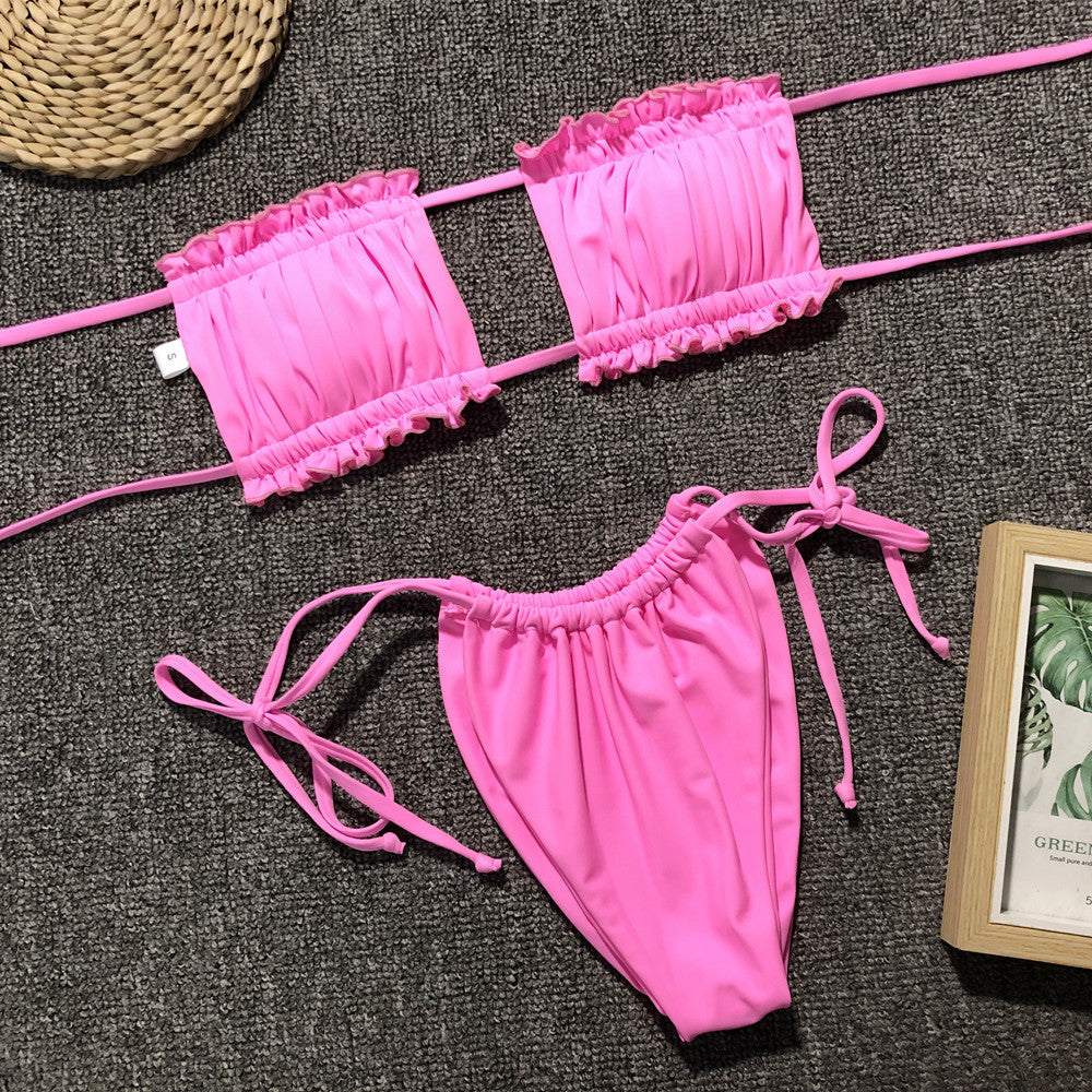 Frill Trim Ruched Bikini Set-Get You Some Sun