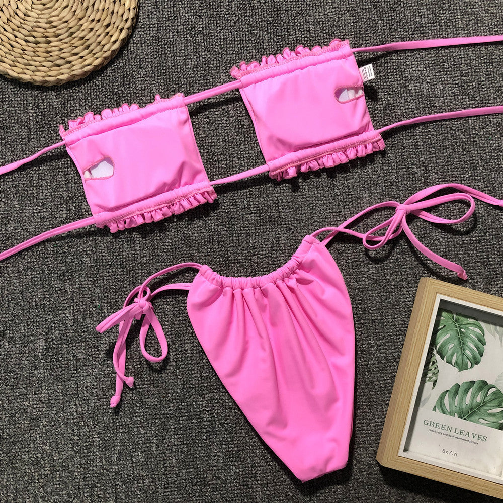 Frill Trim Ruched Bikini Set-Get You Some Sun