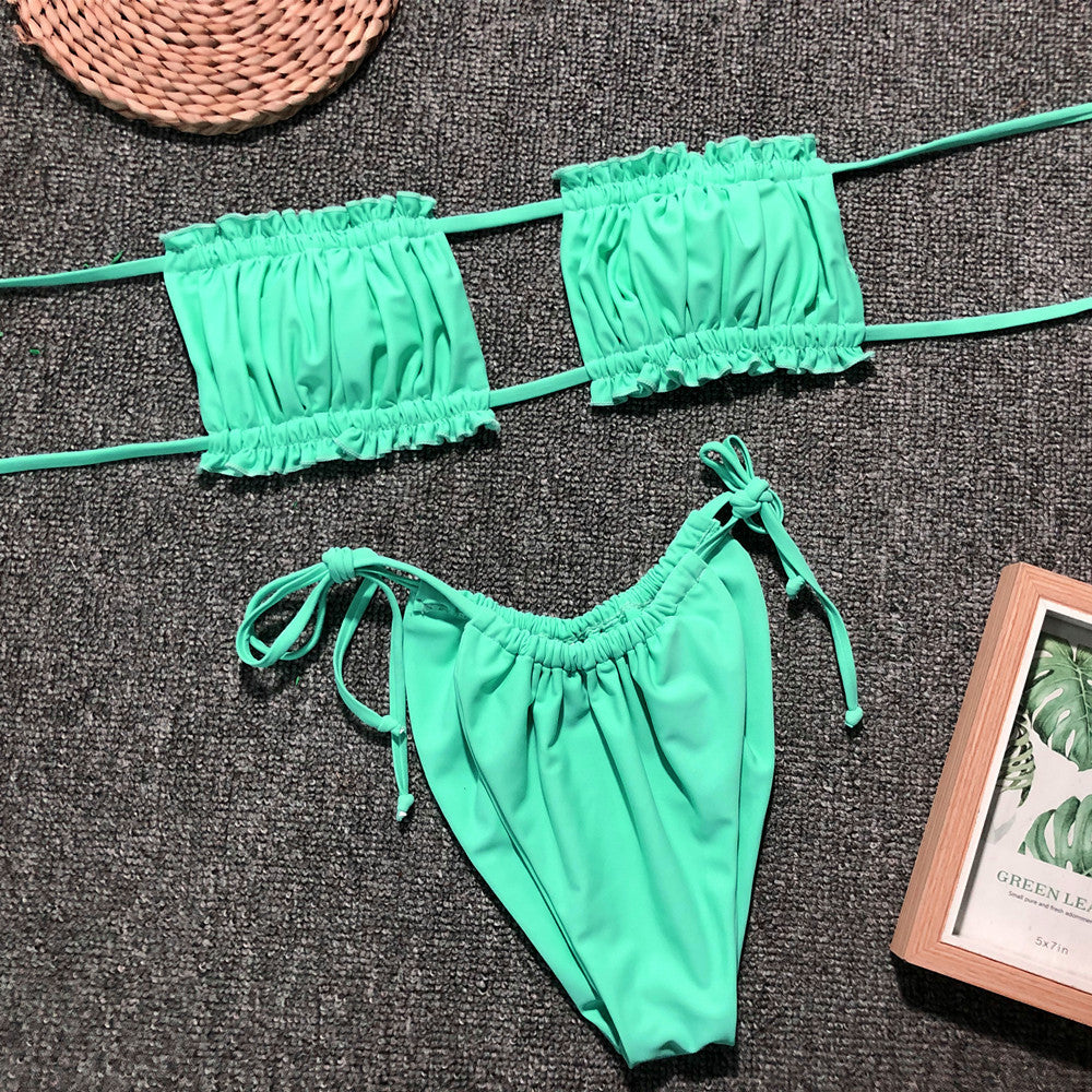 Frill Trim Ruched Bikini Set-Get You Some Sun