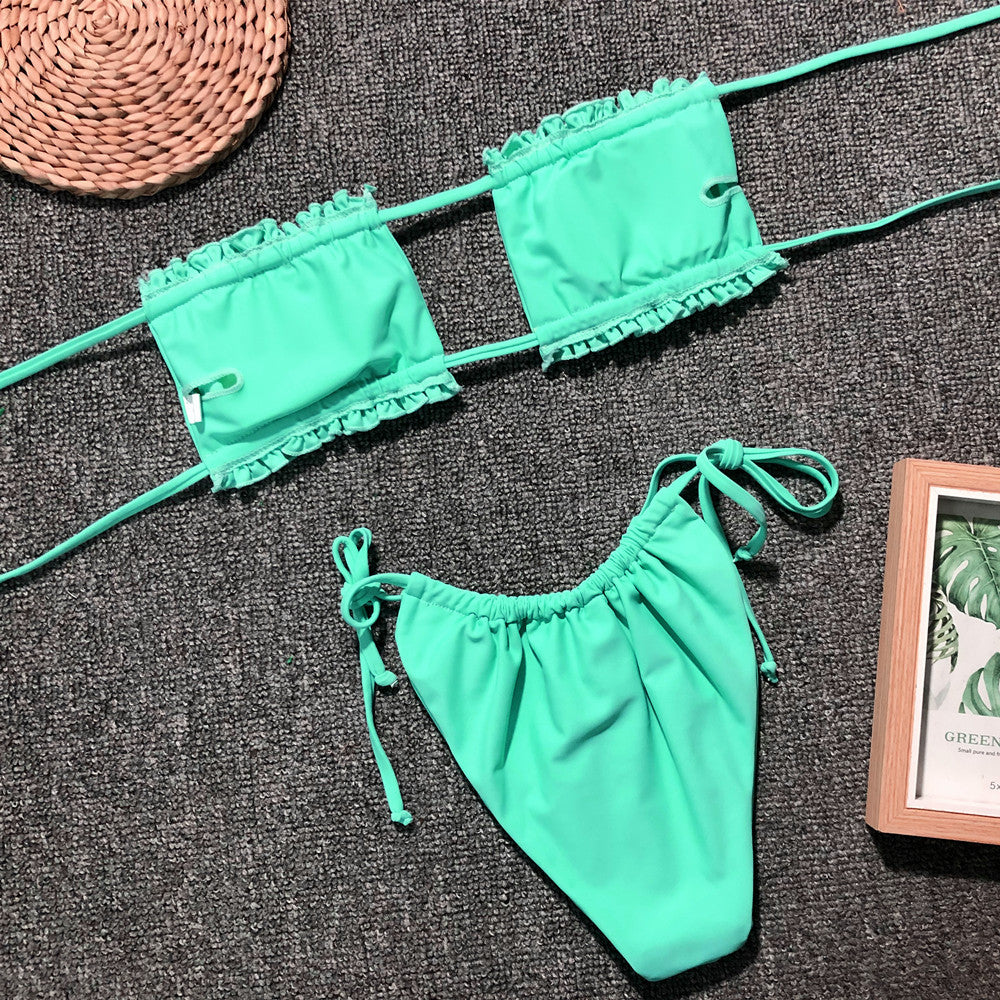 Frill Trim Ruched Bikini Set-Get You Some Sun