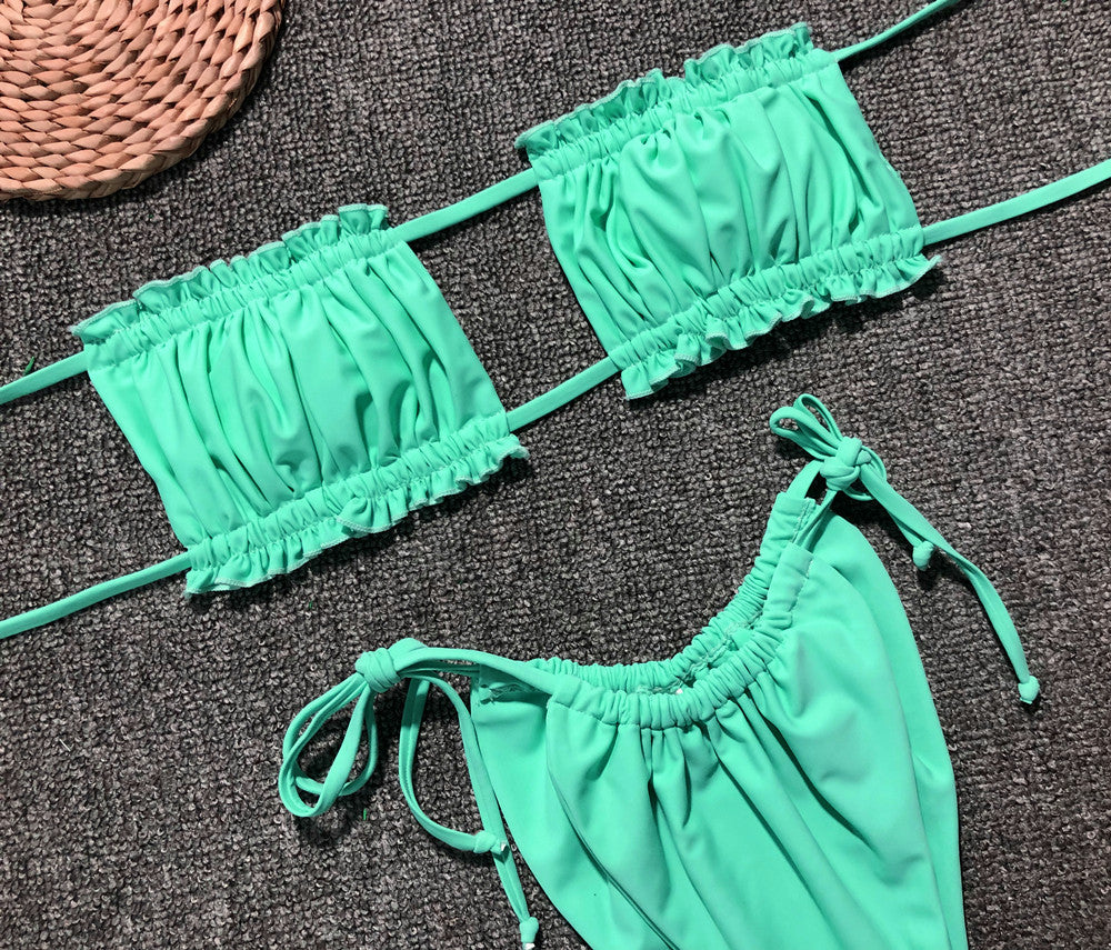 Frill Trim Ruched Bikini Set-Get You Some Sun