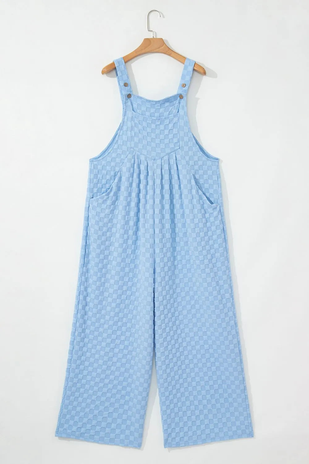 Checkered Pocketed Wide Leg Overalls-Get You Some Sun