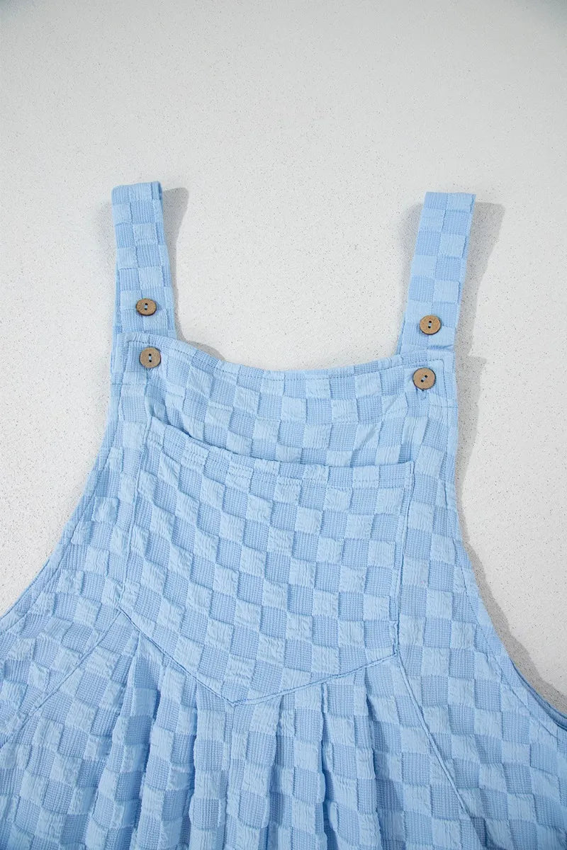 Checkered Pocketed Wide Leg Overalls-Get You Some Sun