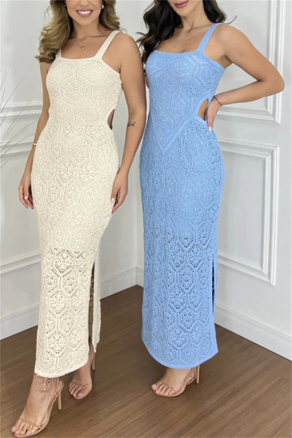 Cutout Side Slit Maxi Tank Dress-Get You Some Sun