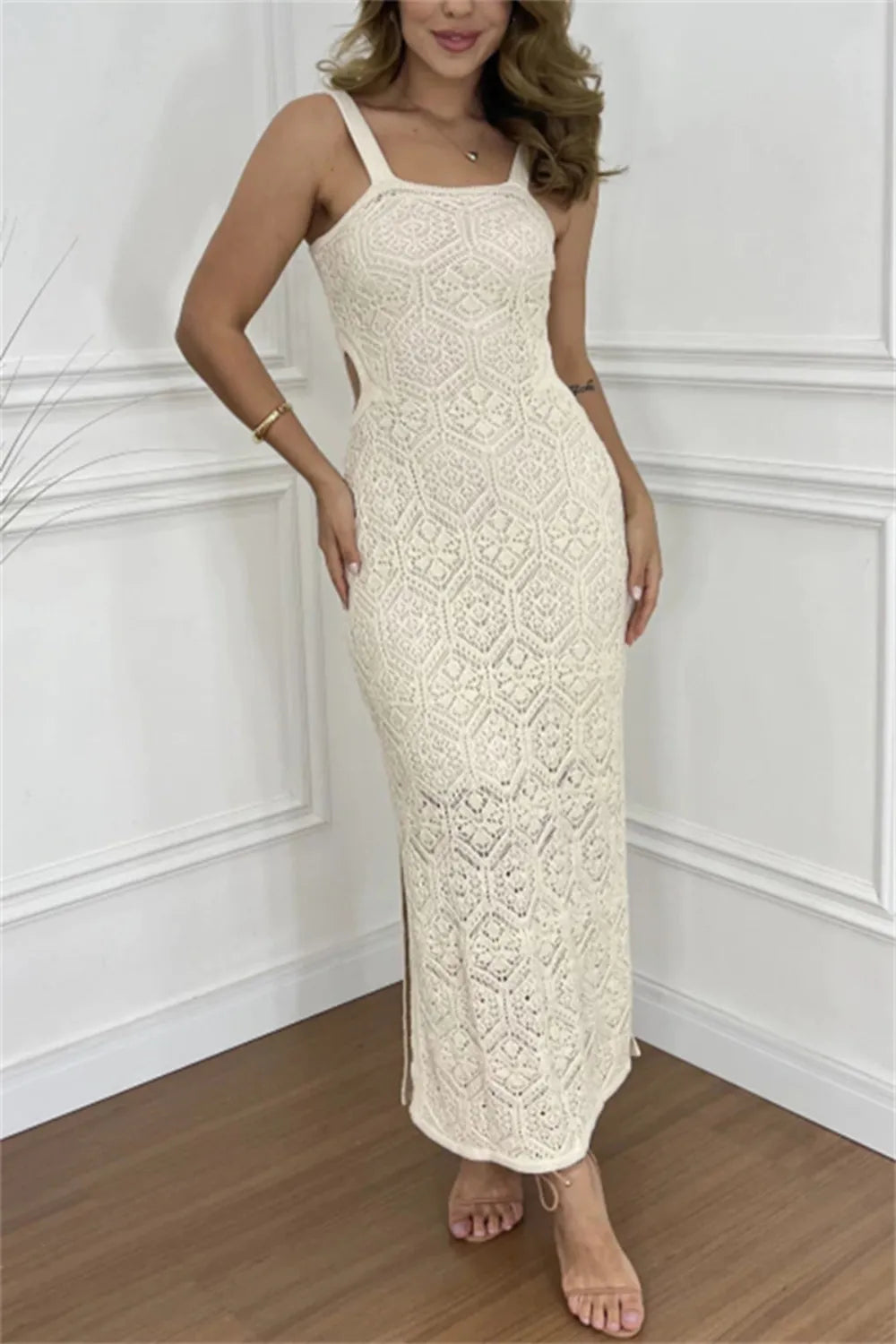 Cutout Side Slit Maxi Tank Dress-Get You Some Sun