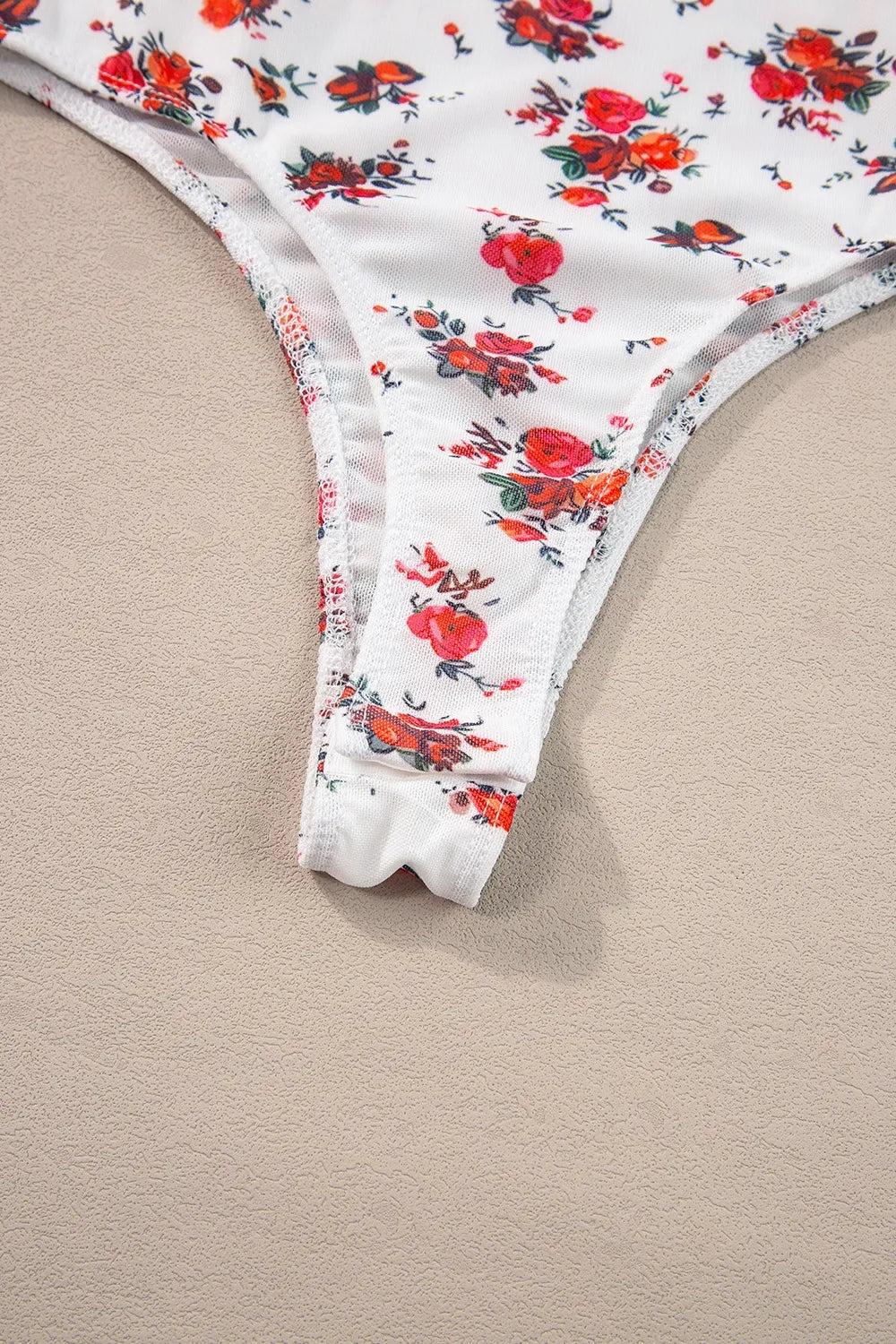 Floral Frilled Trim Spaghetti Straps Bodysuit-