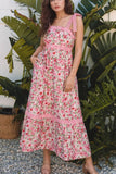 Floral Lace Tied Strap Square Neck Dress with Pockets-