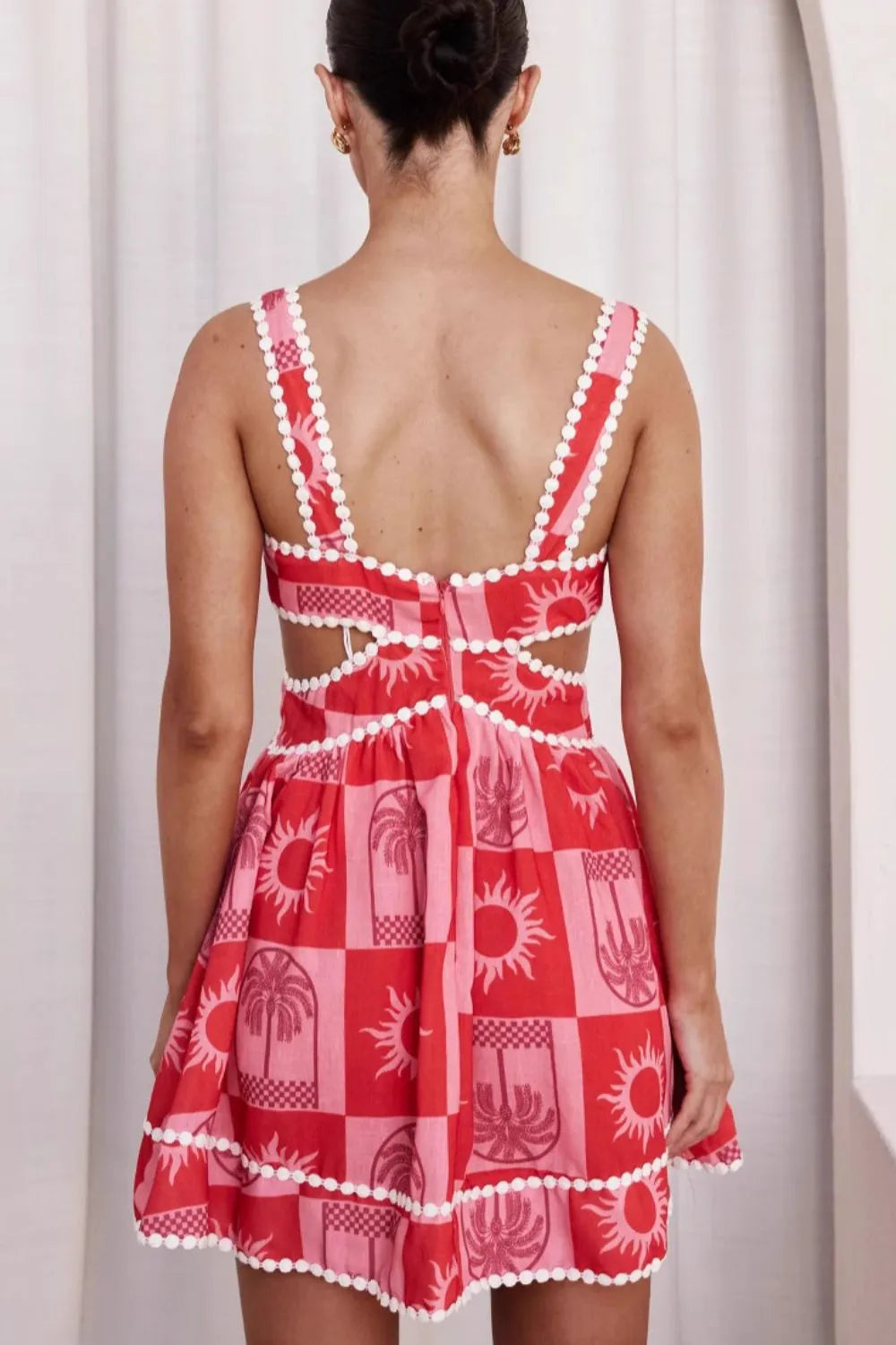 Cutout Printed Mini Dress-Get You Some Sun