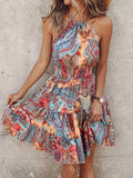 Paisley Print Halter Neck Mini Dress-Get You Some Sun
