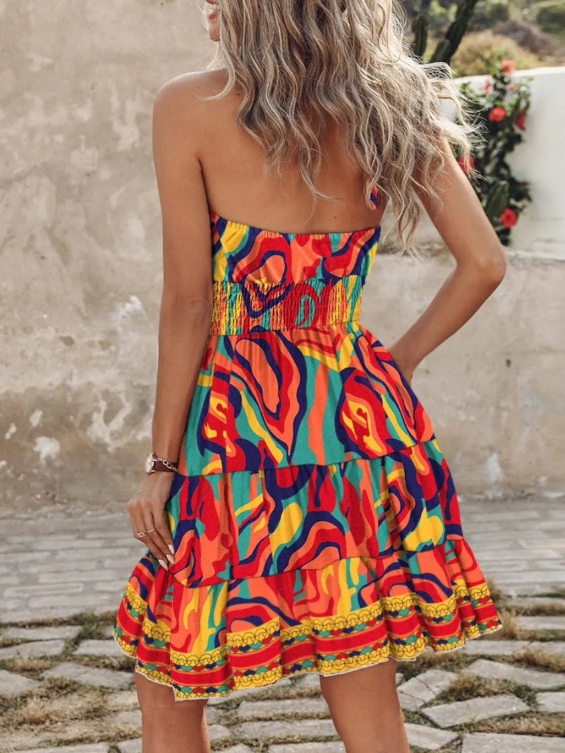 Paisley Print Halter Neck Mini Dress-Get You Some Sun
