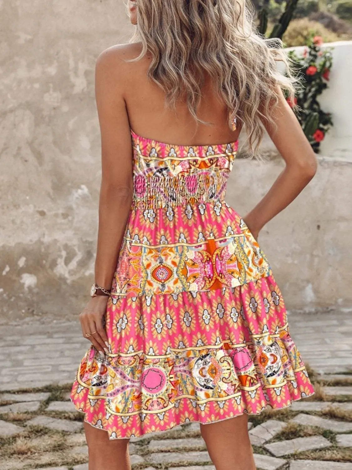 Paisley Print Halter Neck Mini Dress-Get You Some Sun