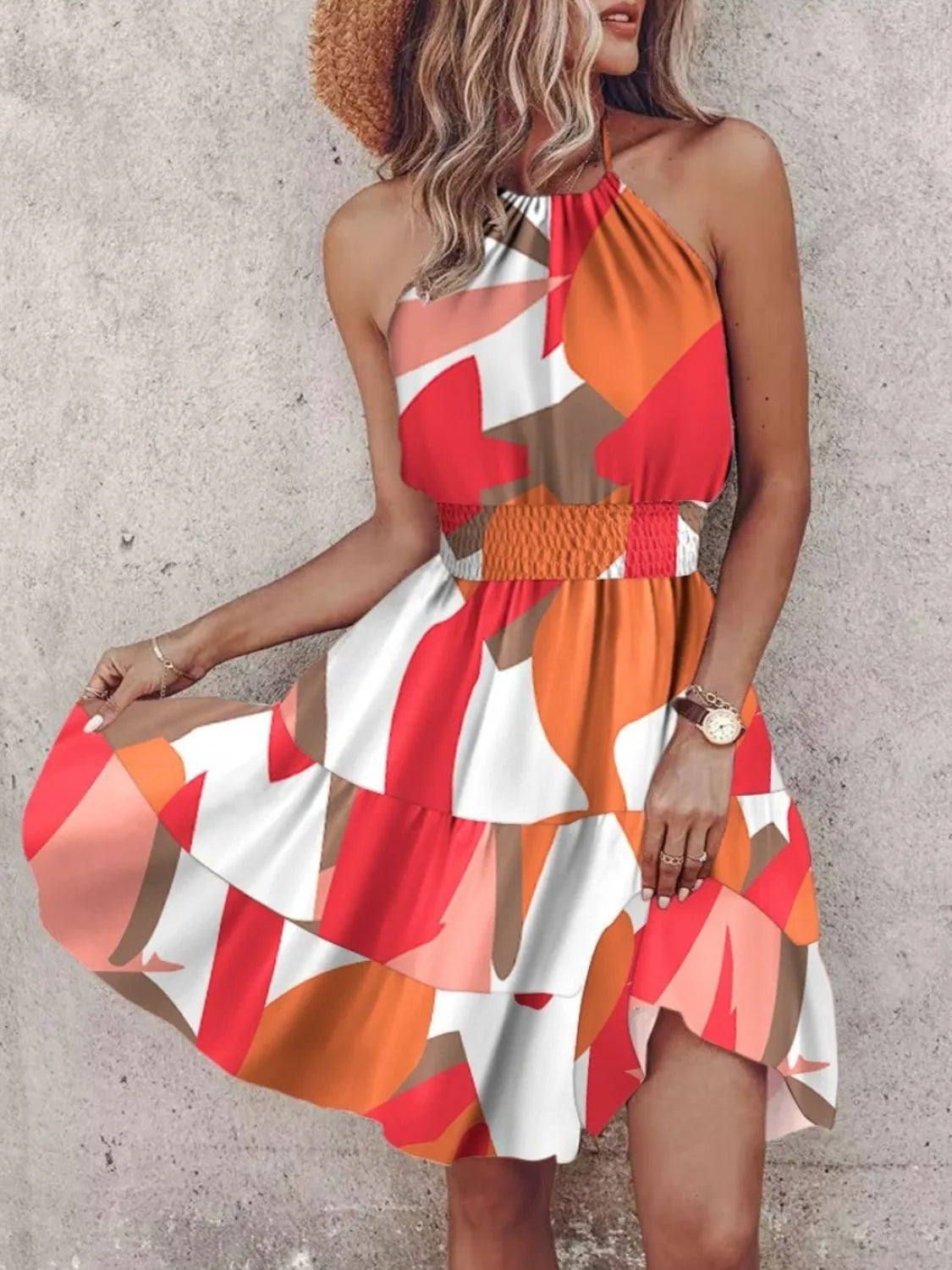Paisley Print Halter Neck Mini Dress-Get You Some Sun