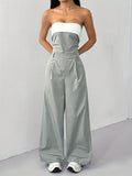 Strapless Color Block Wide Leg Jumpsuit-Get You Some Sun