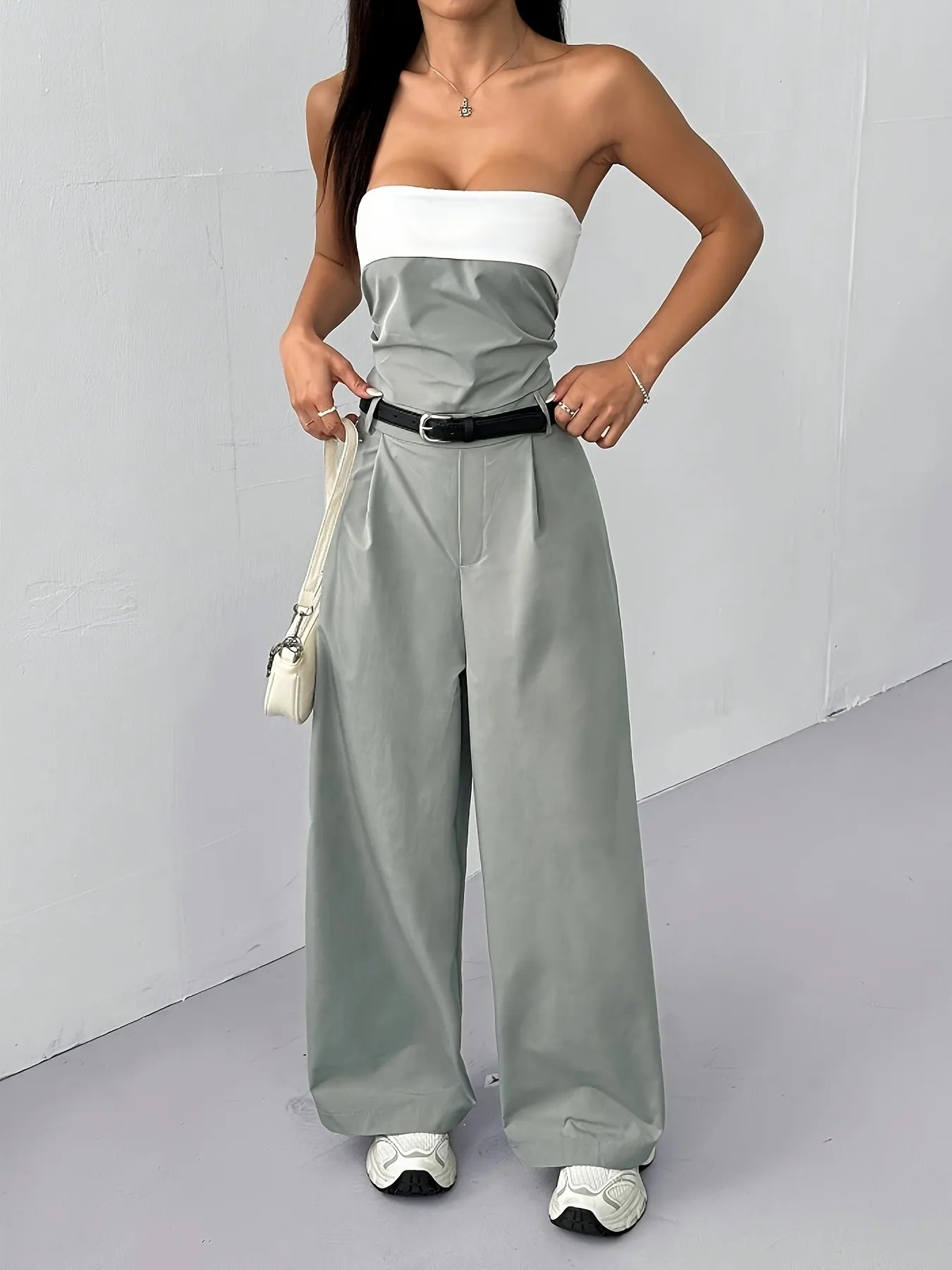 Strapless Color Block Wide Leg Jumpsuit-Get You Some Sun