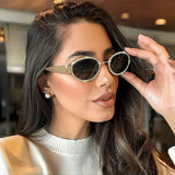 Rhinestones Decor Oval Sunglasses-Get You Some Sun