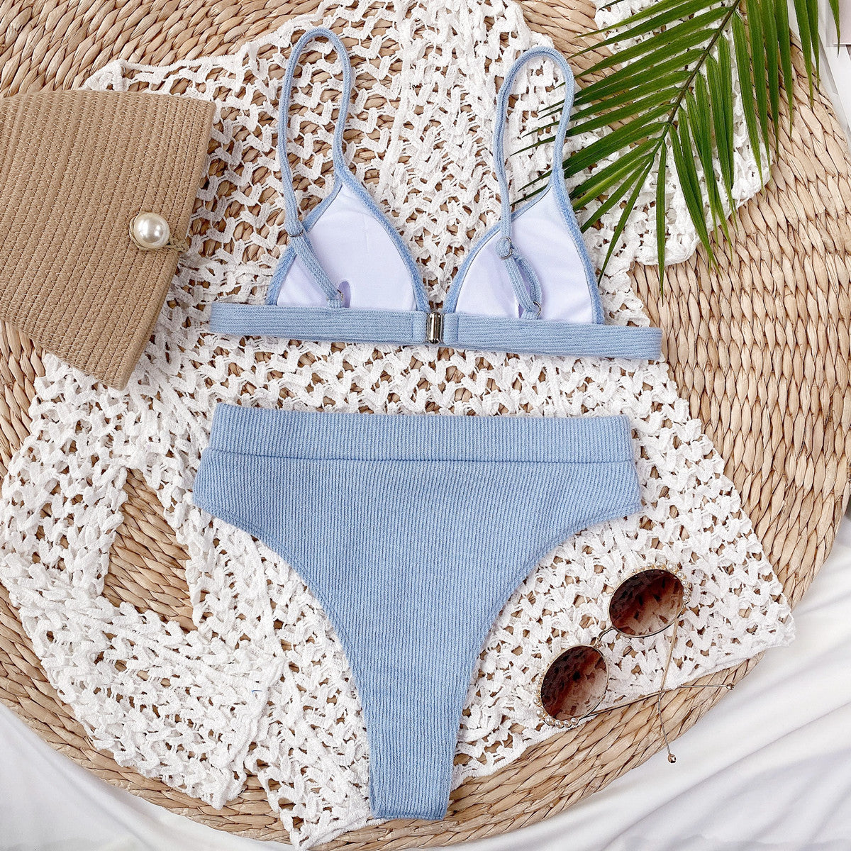 Spaghetti Strap Ribbed Bikini Set-Get You Some Sun