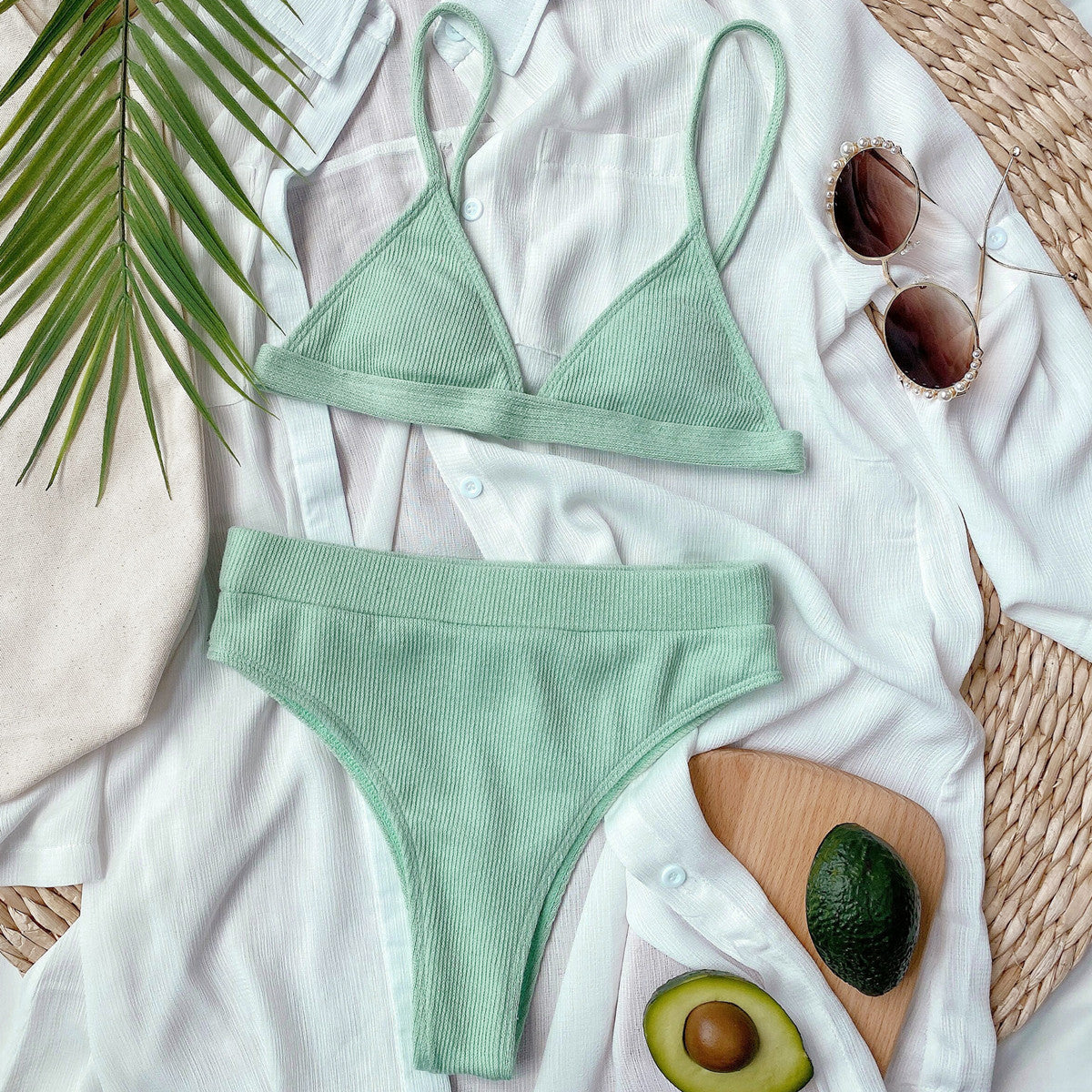 Spaghetti Strap Ribbed Bikini Set-Get You Some Sun