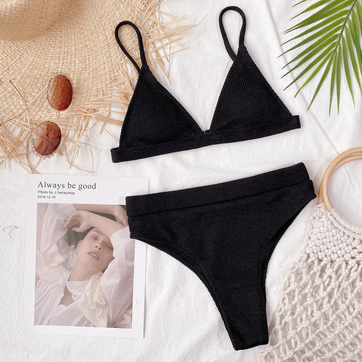 Spaghetti Strap Ribbed Bikini Set-Get You Some Sun