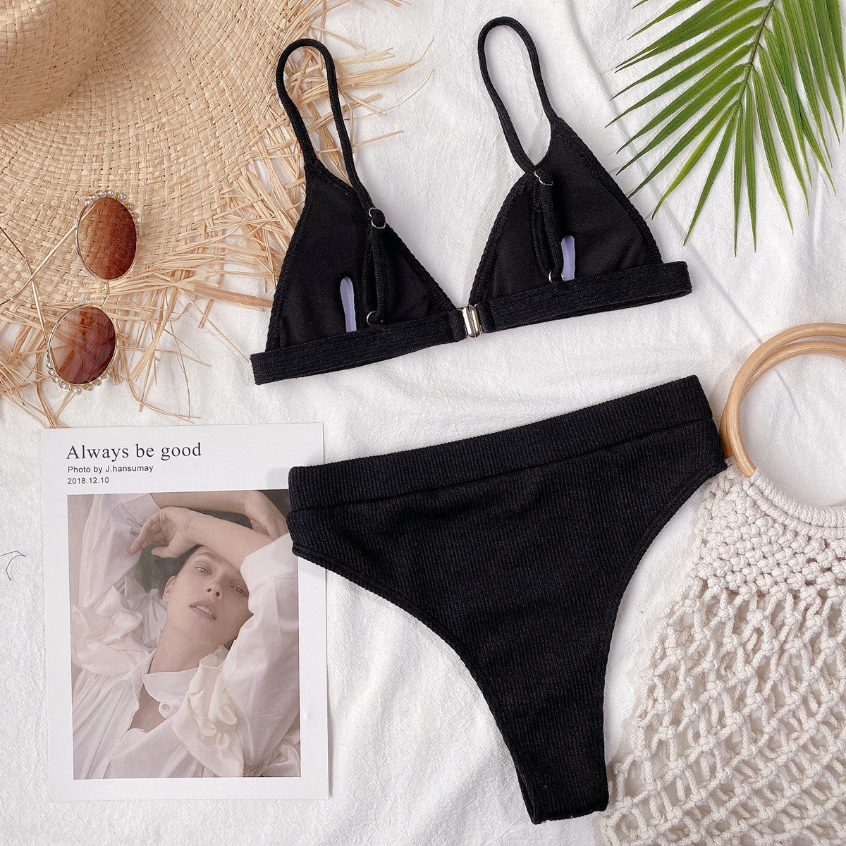 Spaghetti Strap Ribbed Bikini Set-Get You Some Sun